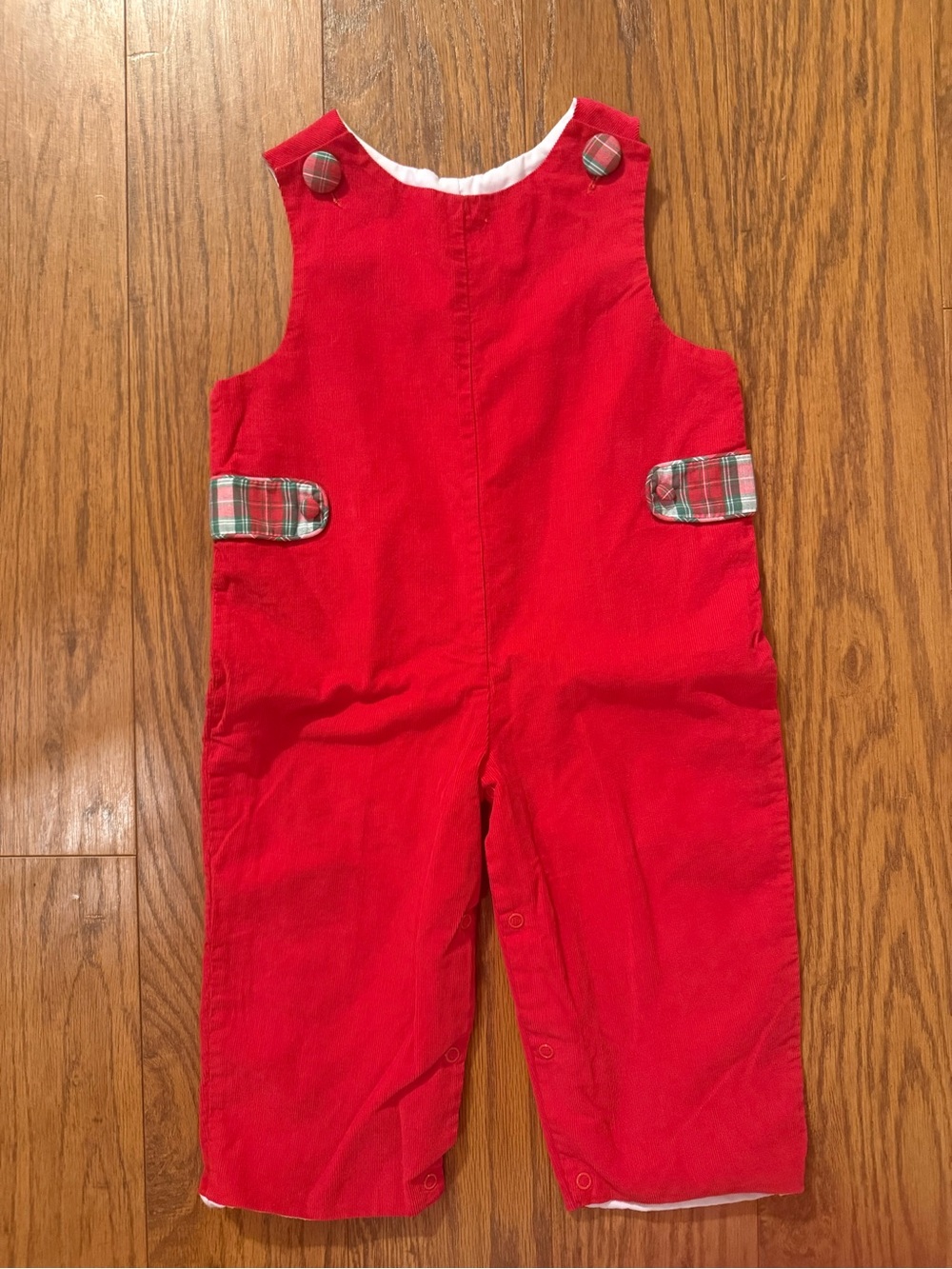 Classic Whimsy Red Corduroy Longall Romper EUC